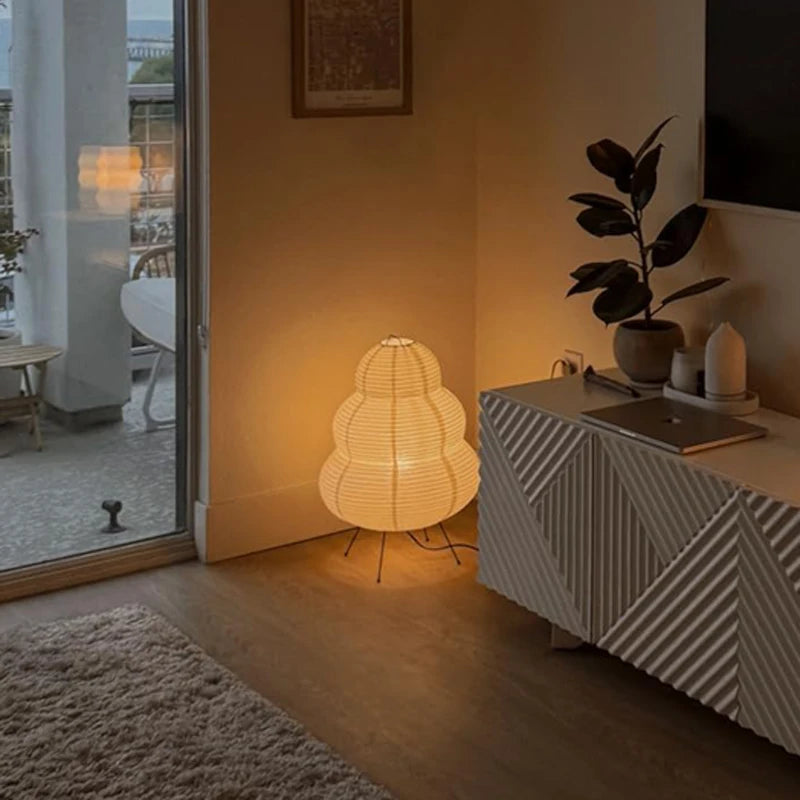Lampe Décorative en Papier de Riz LED Dimmable Tricolore – Luminaire pour Salon au Design Japonais