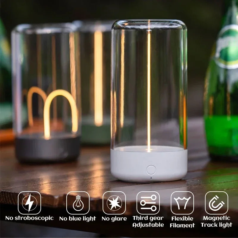 Lampe d'Ambiance Portable à Filament Magnétique USB – Lumière d'Ambiance pour Salon et Chambre, Design Moderne et Rechargeable