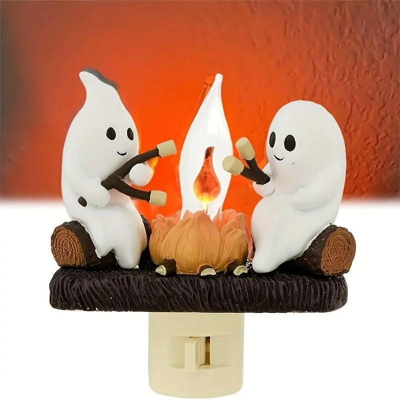 Lampe de Nuit Fantomatique avec Effet Flamme – Décoration LED Halloween pour Ambiance Effrayante