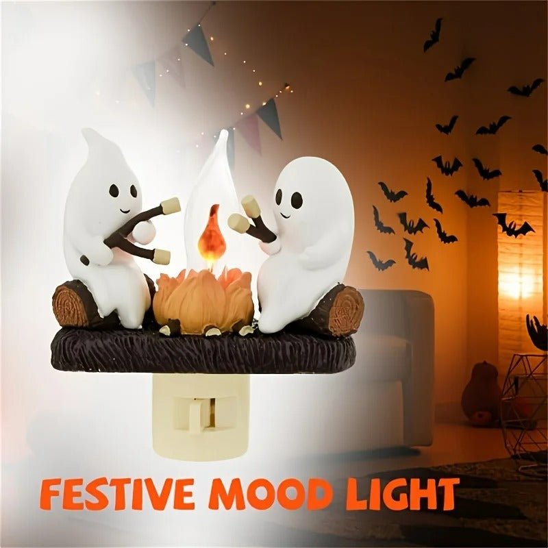 Lampe de Nuit Fantomatique avec Effet Flamme – Décoration LED Halloween pour Ambiance Effrayante