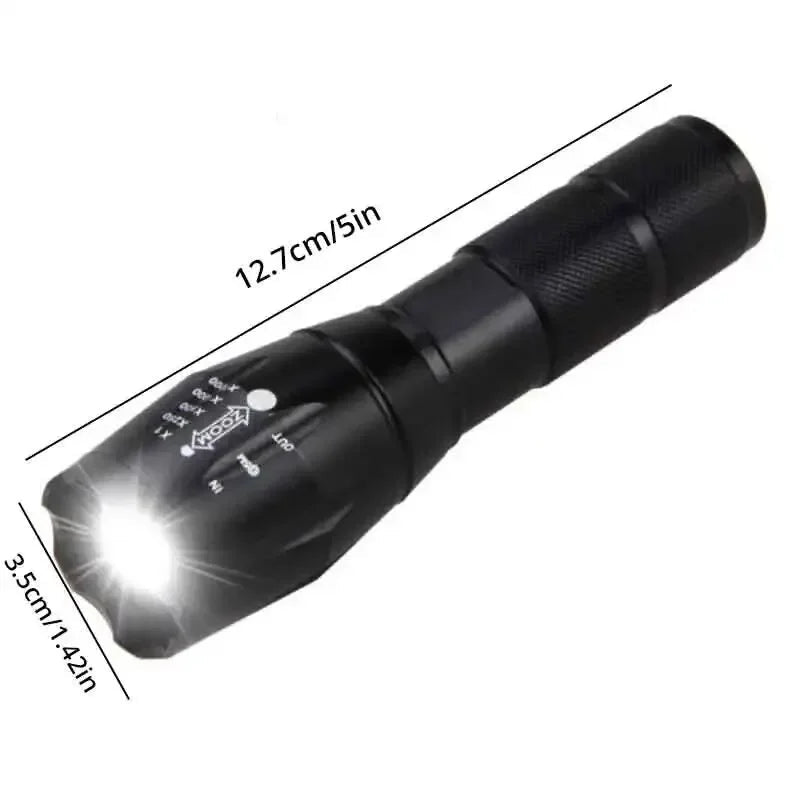 Lampe de poche LED T6 avec zoom télescopique – Éclairage puissant pour activités de plein air