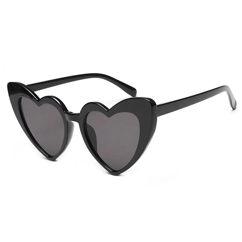Women's Heart-Shaped Sunglasses – UV400 Protection, Trendy Black Accessory