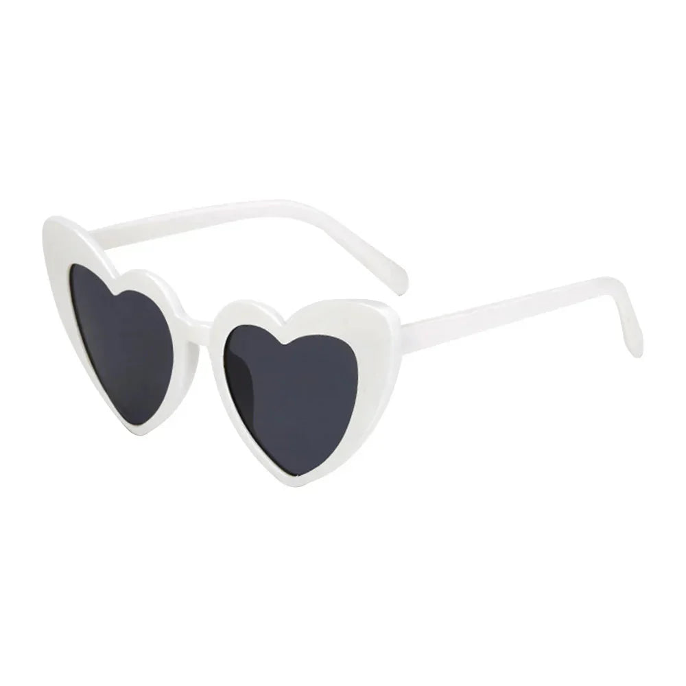 Women's Heart-Shaped White Sunglasses with UV400 Protection – Trendy and Lightweight Accessory