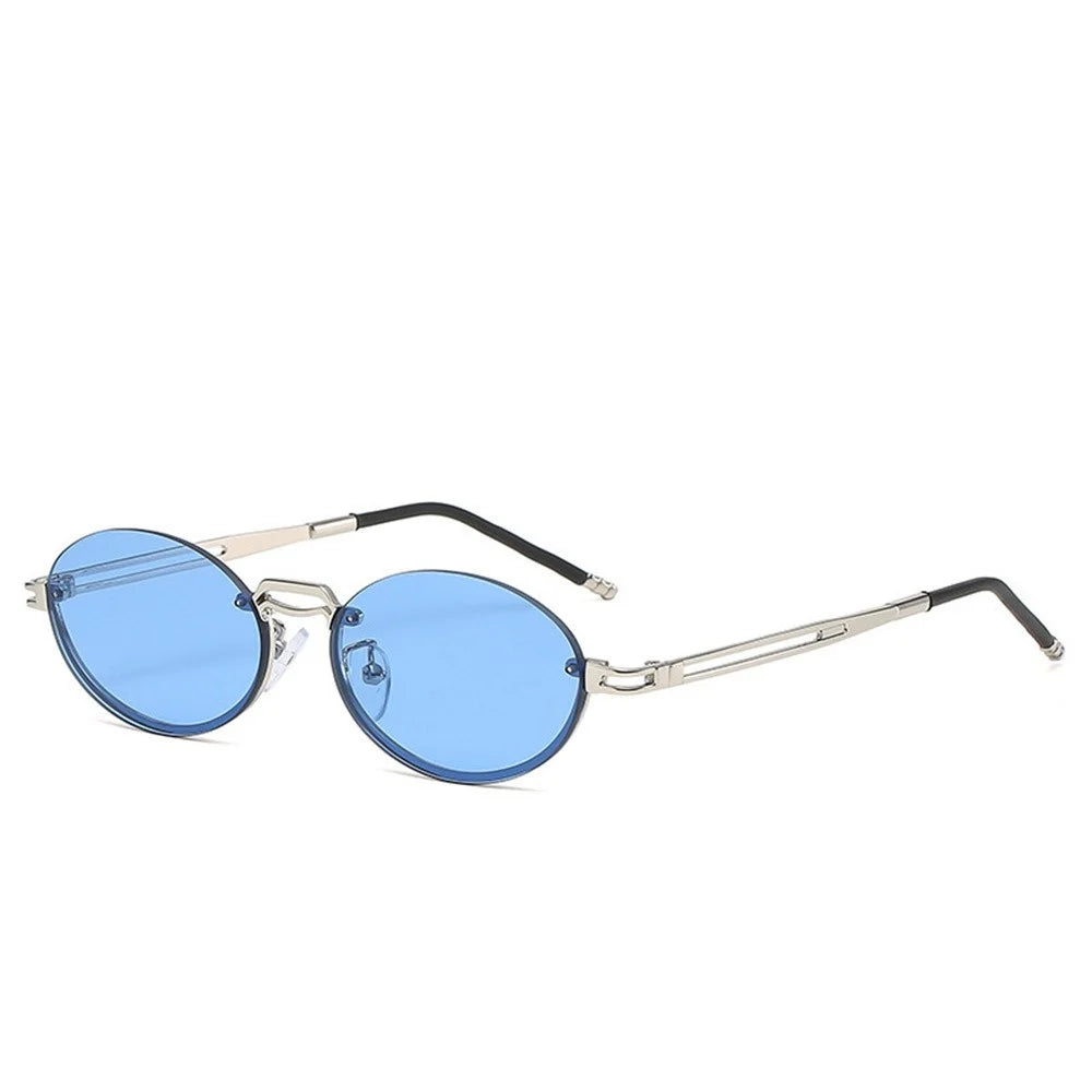 Lunettes de Soleil Sans Monture Femme, Verres Bleus UV400, Design Épuré et Moderne, Accessoire Élégant