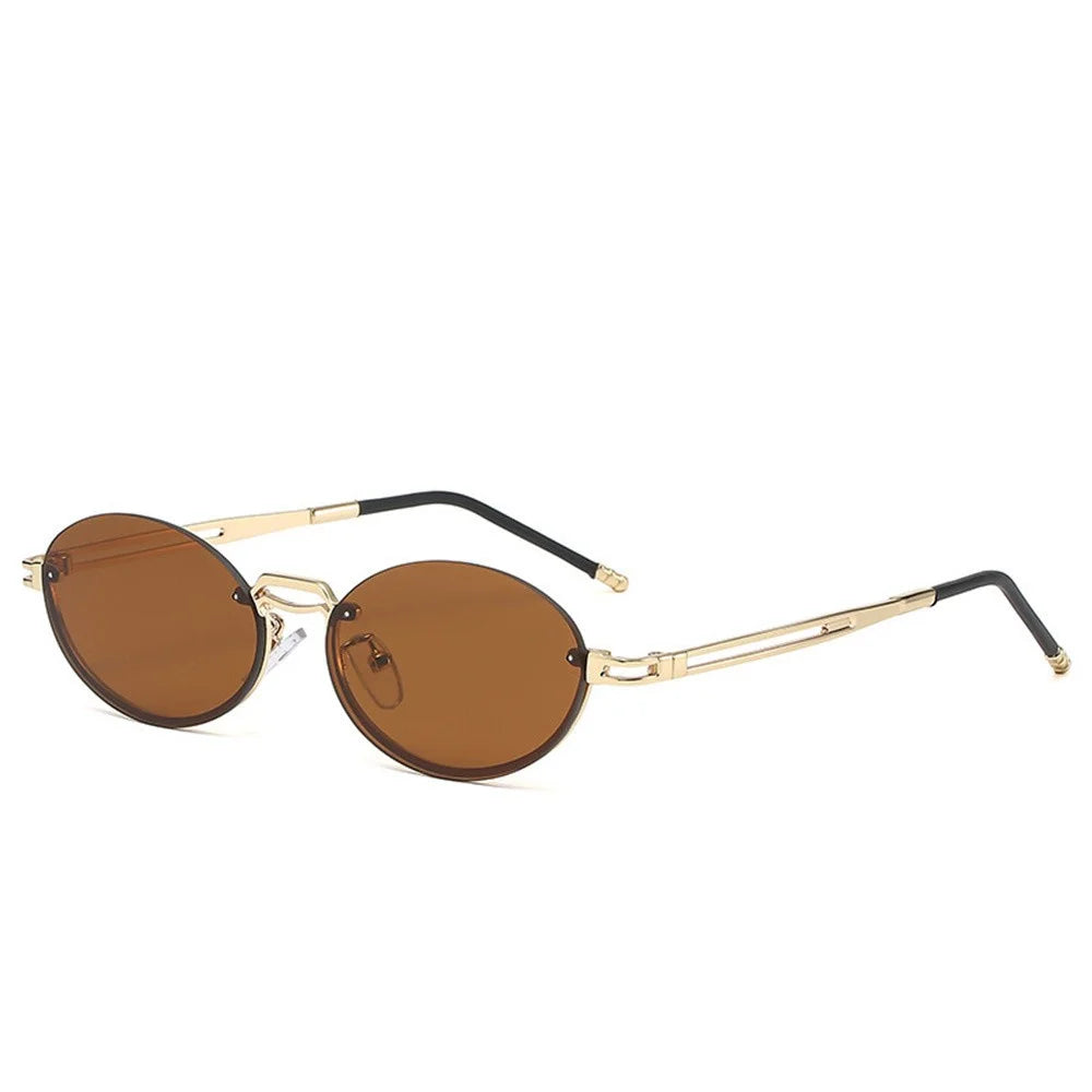 Rimless Women's Sunglasses – Brown UV400 Lenses, Elegant and Modern Design