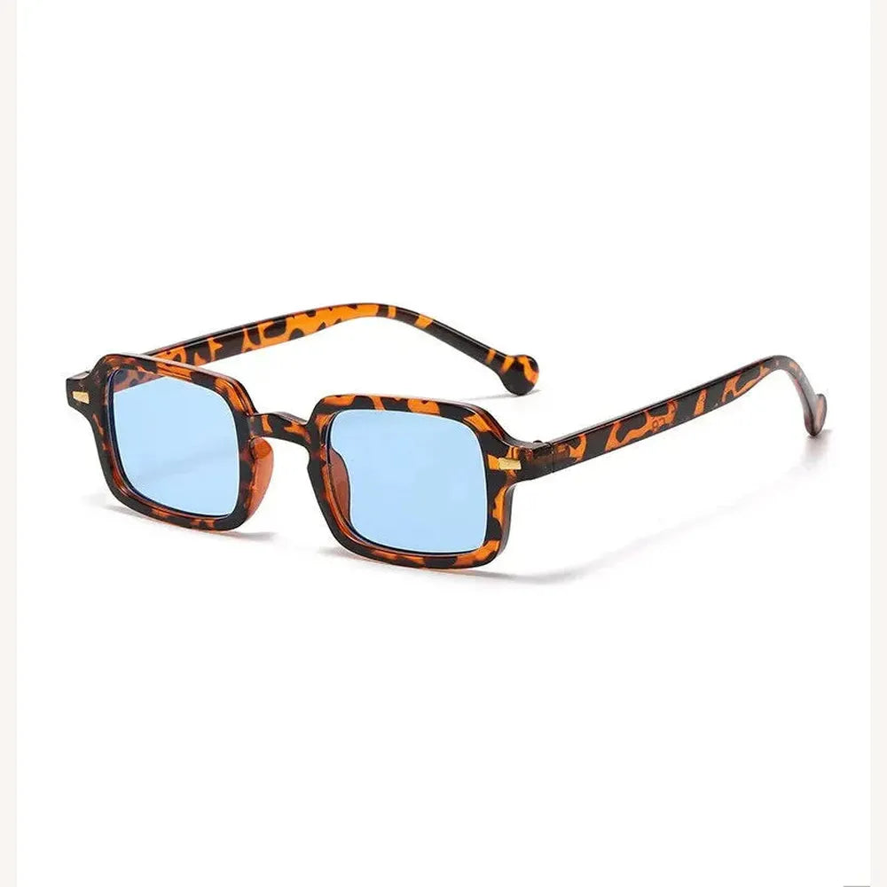 Women's Rectangular Leopard Sunglasses with Blue UV400 Lenses – Elegance and Sun Protection