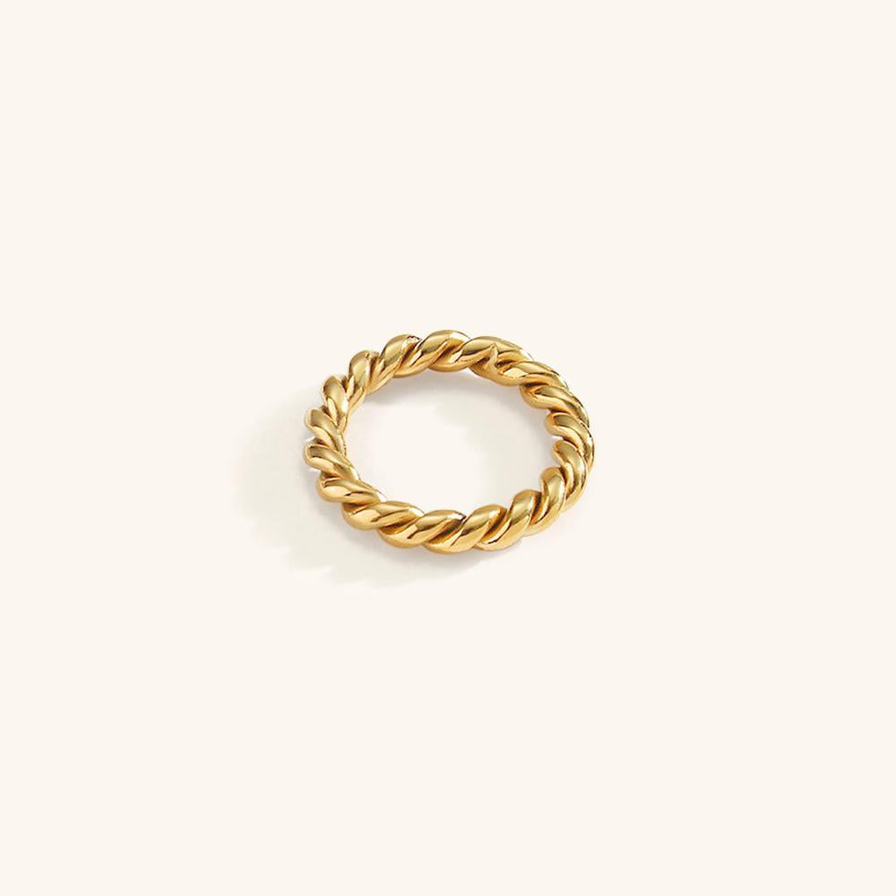 Bague Femme Torsadée Or 18 Carats Taille 52-56 Acier Inoxydable