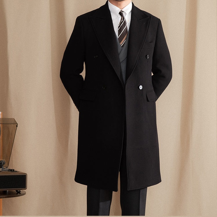 Manteau Intermédiaire Isolant à Double Boutonnage pour Homme – Laine Mi-Long