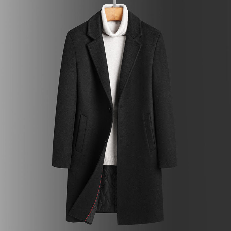 Manteau Long en Laine pour Hommes - Slim Fit, Doublure Matelassée, Hiver