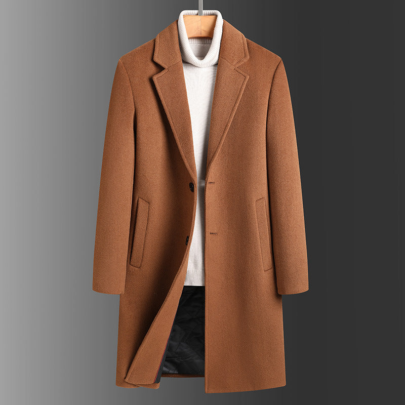 Manteau Long en Laine pour Hommes - Slim Fit, Doublure Matelassée, Hiver