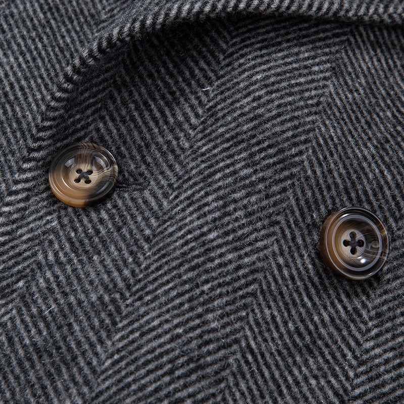 Manteau Mi-Long en Laine pour Homme avec Double Boutonnage et Poches