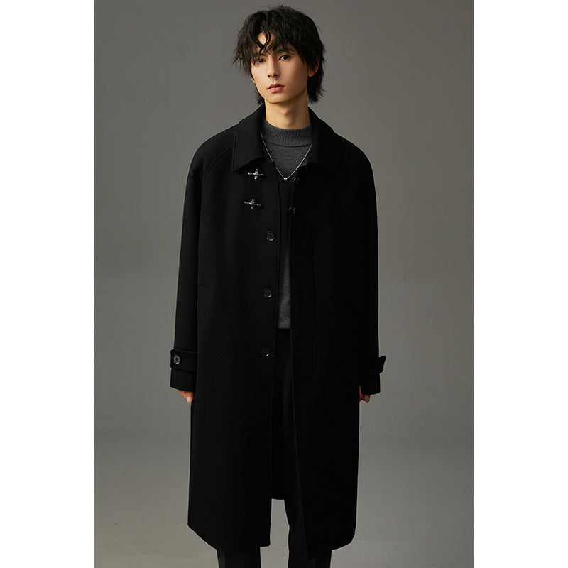 Manteau Mi-Long en Polyester Double Face pour Hommes – Coupe Décontractée et Classique