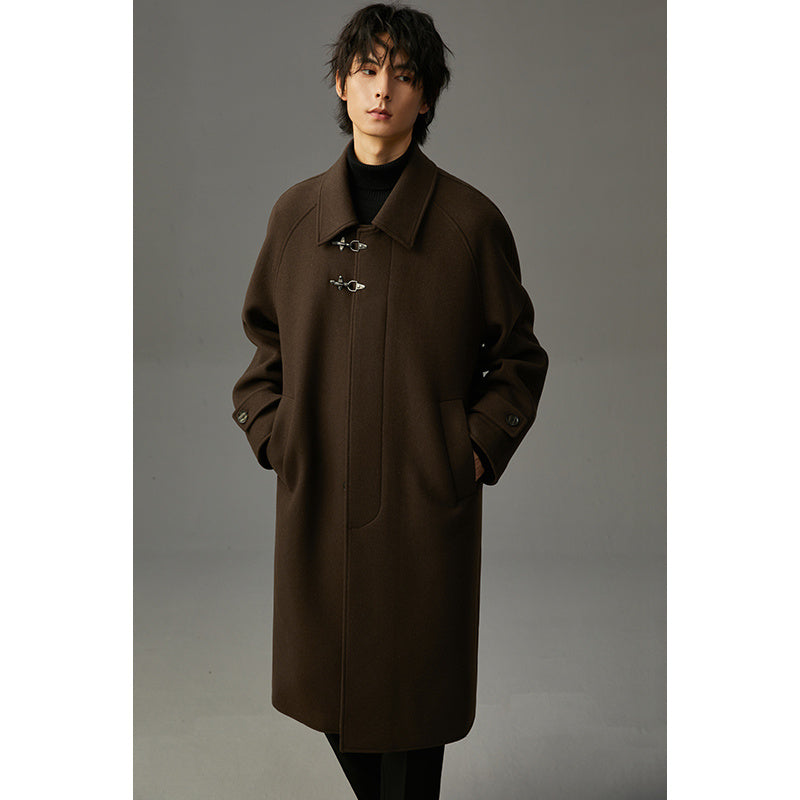 Manteau Mi-Long en Polyester Double Face pour Hommes – Coupe Décontractée et Classique