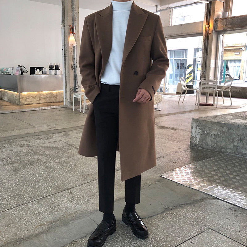 Manteau Mi-Long en Polyester Doublé pour Homme, Elegant and Warm, Side Pockets, Slim Fit