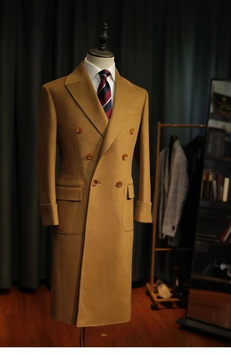 Manteau Polo Long for Men in Wool Blend - Double Breasted and Oversized Collar