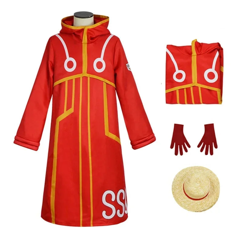 Manteau de Cosplay Rouge à Capuche pour Anime – Costume Luffy Unisexe pour Halloween