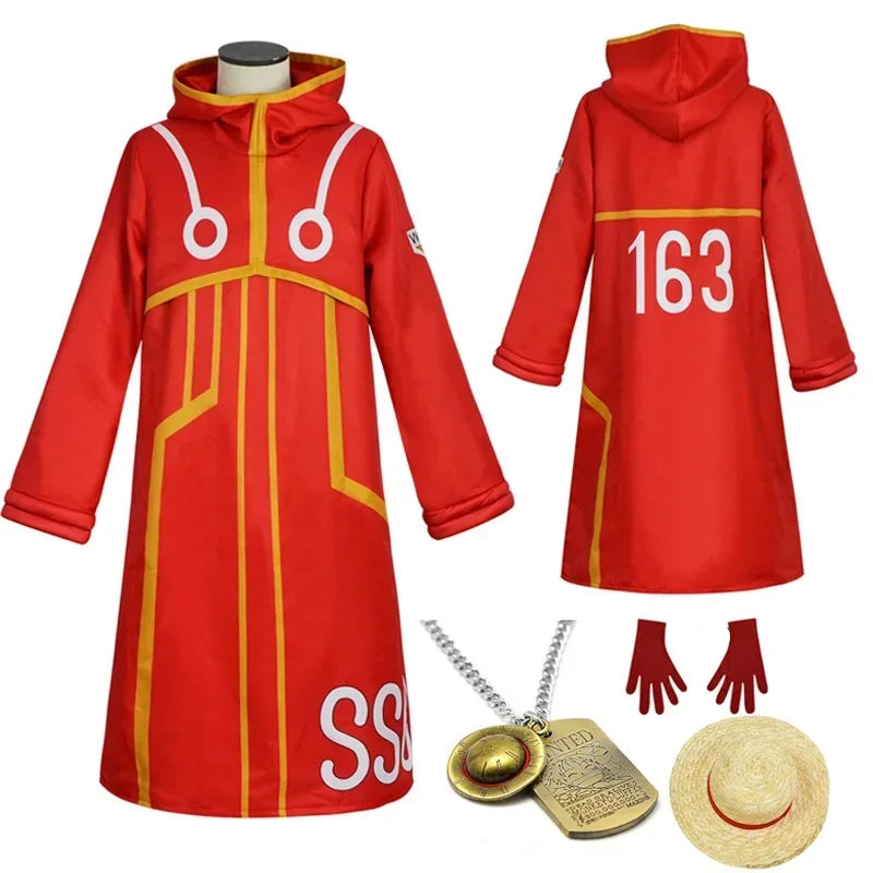 Manteau de Cosplay Rouge à Capuche pour Anime – Costume Luffy Unisexe pour Halloween