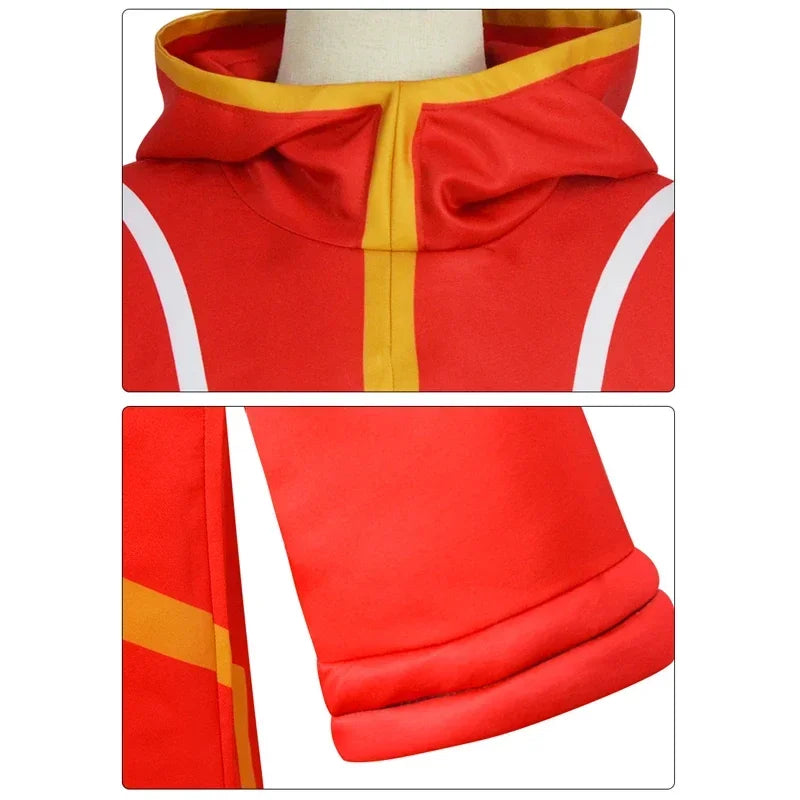 Red Hooded Cosplay Coat for Anime – Unisex Luffy Costume for Halloween