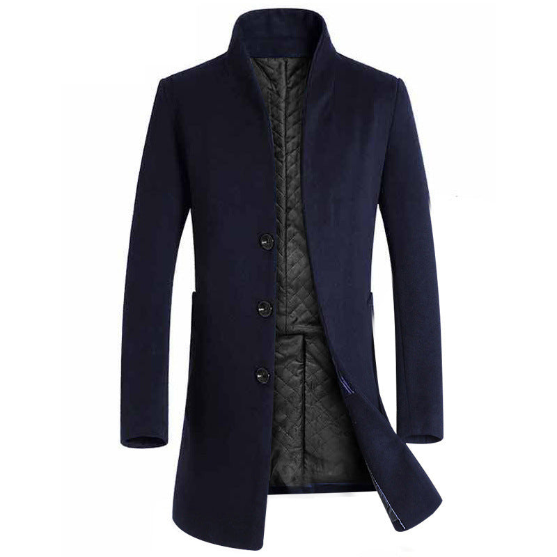 Manteau en Laine Chaud pour Hommes - Coupe Slim Mi-Cuisse avec Poches Latérales
