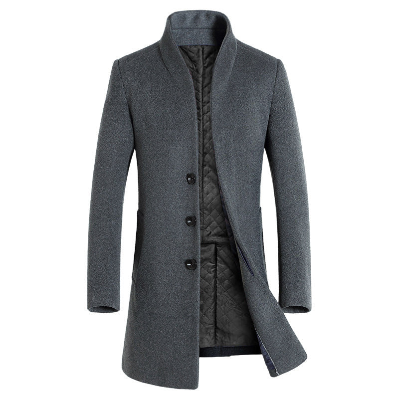 Manteau en Laine Chaud pour Hommes - Coupe Slim Mi-Cuisse avec Poches Latérales