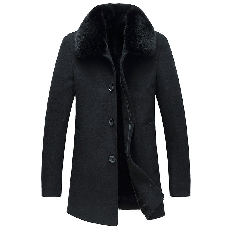 Manteau en Laine Mid-Thigh for Men – Slim Fit and Soft Collar for Winter