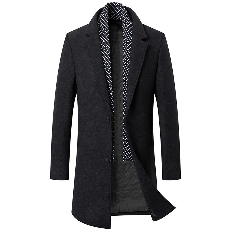 Manteau en Laine Mi-Long pour Homme avec Doublure Matelassée – Style Urbain et Confort Hivernal