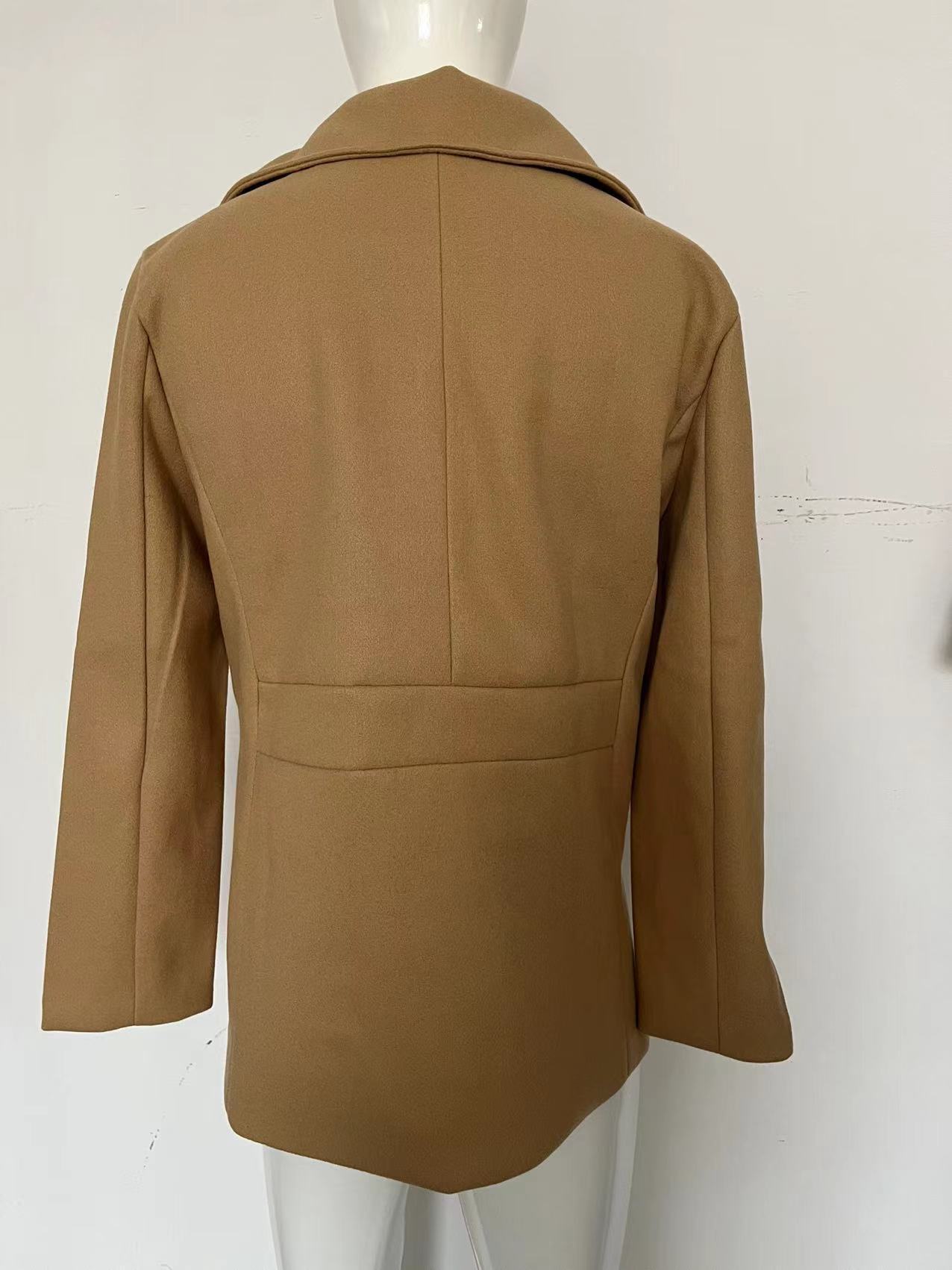 Manteau en Laine Mi-Long pour Hommes avec Double Boutonnage et Revers Cranté