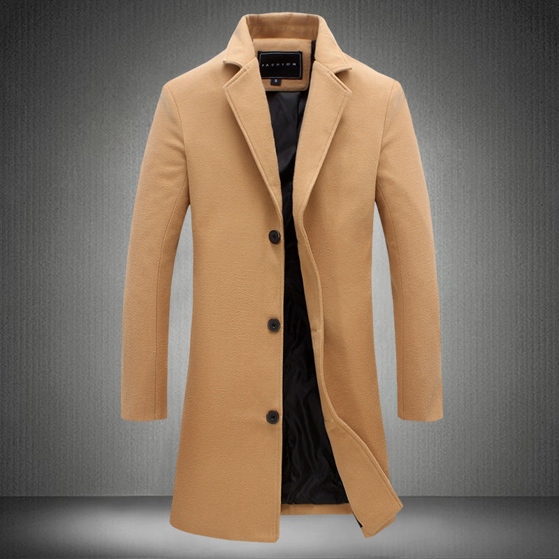 Manteau en Laine pour Homme Coupe Ajustée, Mid-Thigh, Acetate Blend, Minimalist Design, Practical Pockets