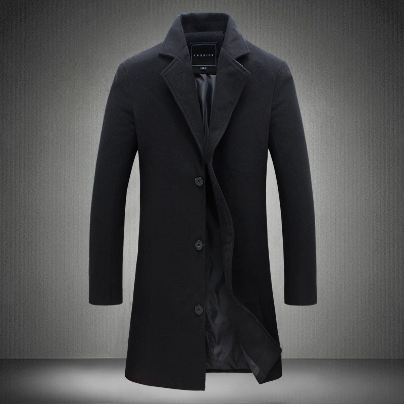 Manteau en Laine pour Homme Coupe Ajustée, Mid-Thigh, Acetate Blend, Minimalist Design, Practical Pockets