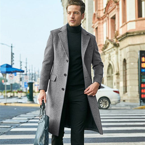 Manteau en Polyester pour Homme avec Boutonnage Simple – Elegant and Comfortable