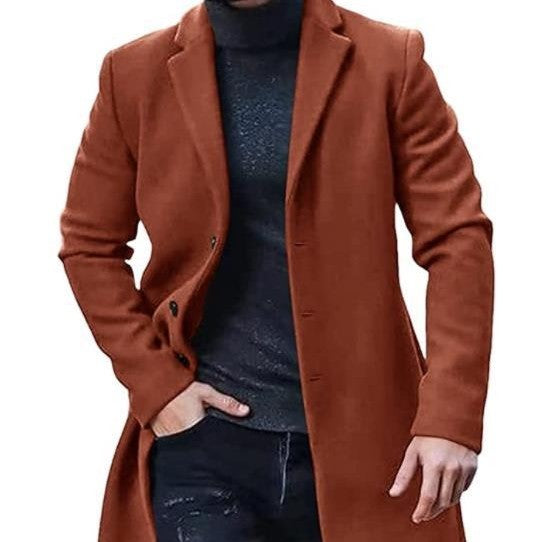 Manteau en Tweed pour Homme, Mid-Length Polyester, Slim and Elegant Silhouette