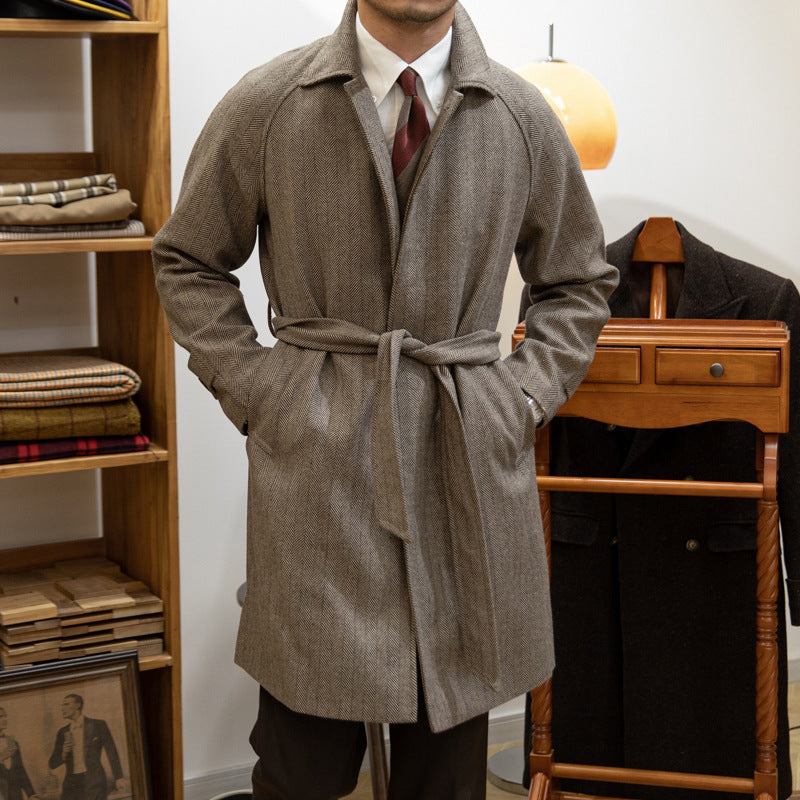 Men's wool coat - Classic knee-length overcoat with structured collar