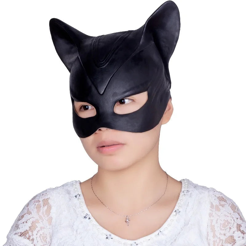 Masque Catwoman en Latex pour Cosplay et Halloween – Costume Sexy pour Adultes