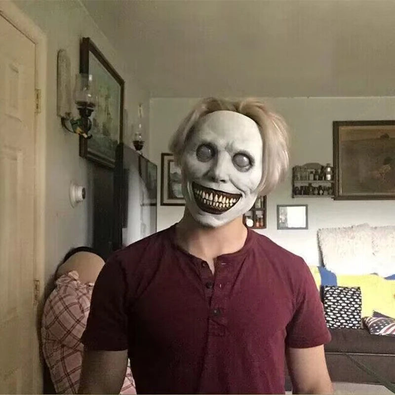 Masque Halloween Réaliste Smiley Demon en Latex – Masque Complet Effrayant pour Fête d'Horreur et Cosplay
