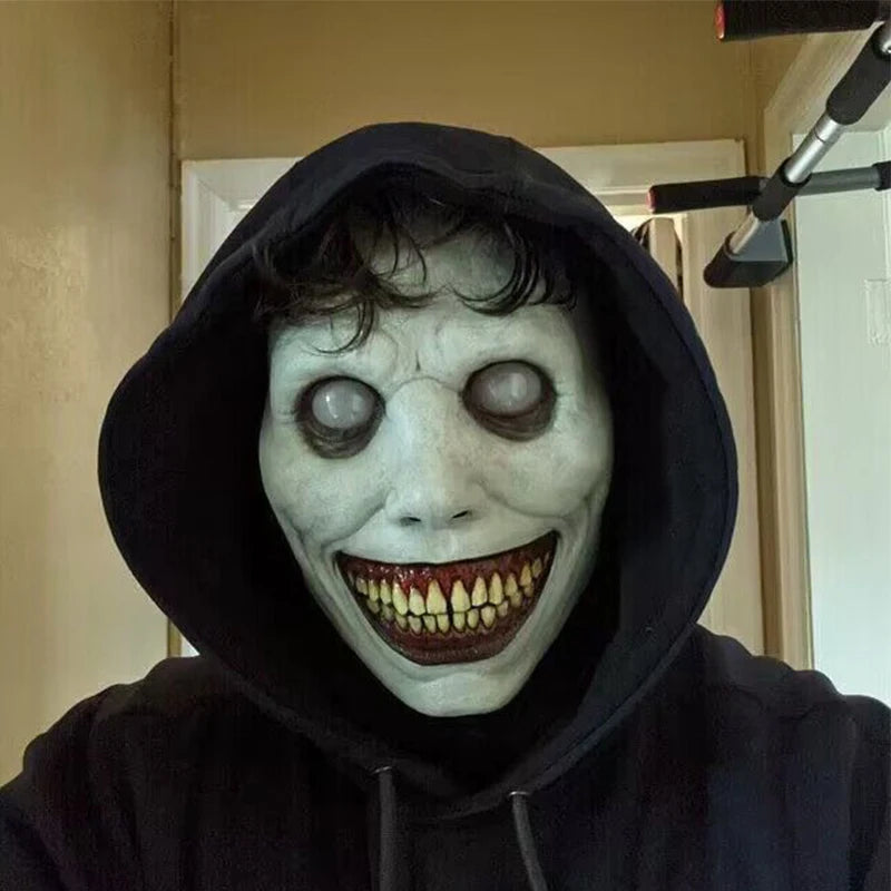 Masque Halloween Réaliste Smiley Demon en Latex – Masque Complet Effrayant pour Fête d'Horreur et Cosplay