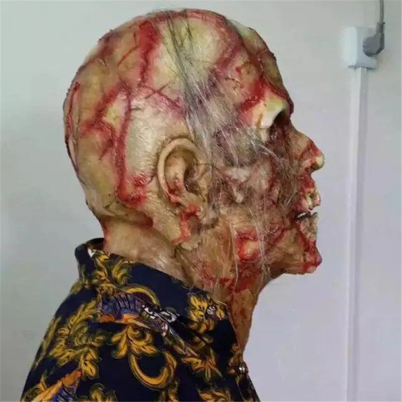 Masque Halloween Réaliste en Latex – Masque Zombie Effrayant Complet pour Adultes, Couverture Totale du Visage et Cou