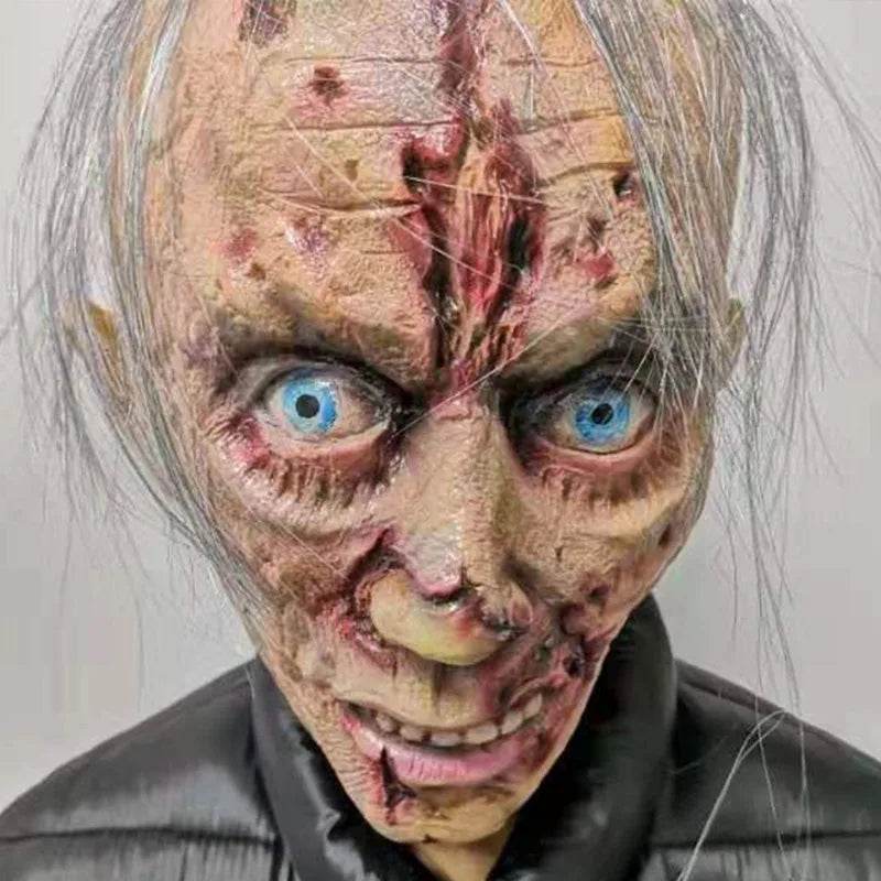 Masque Halloween Réaliste en Latex – Masque Zombie Effrayant Complet pour Adultes, Couverture Totale du Visage et Cou