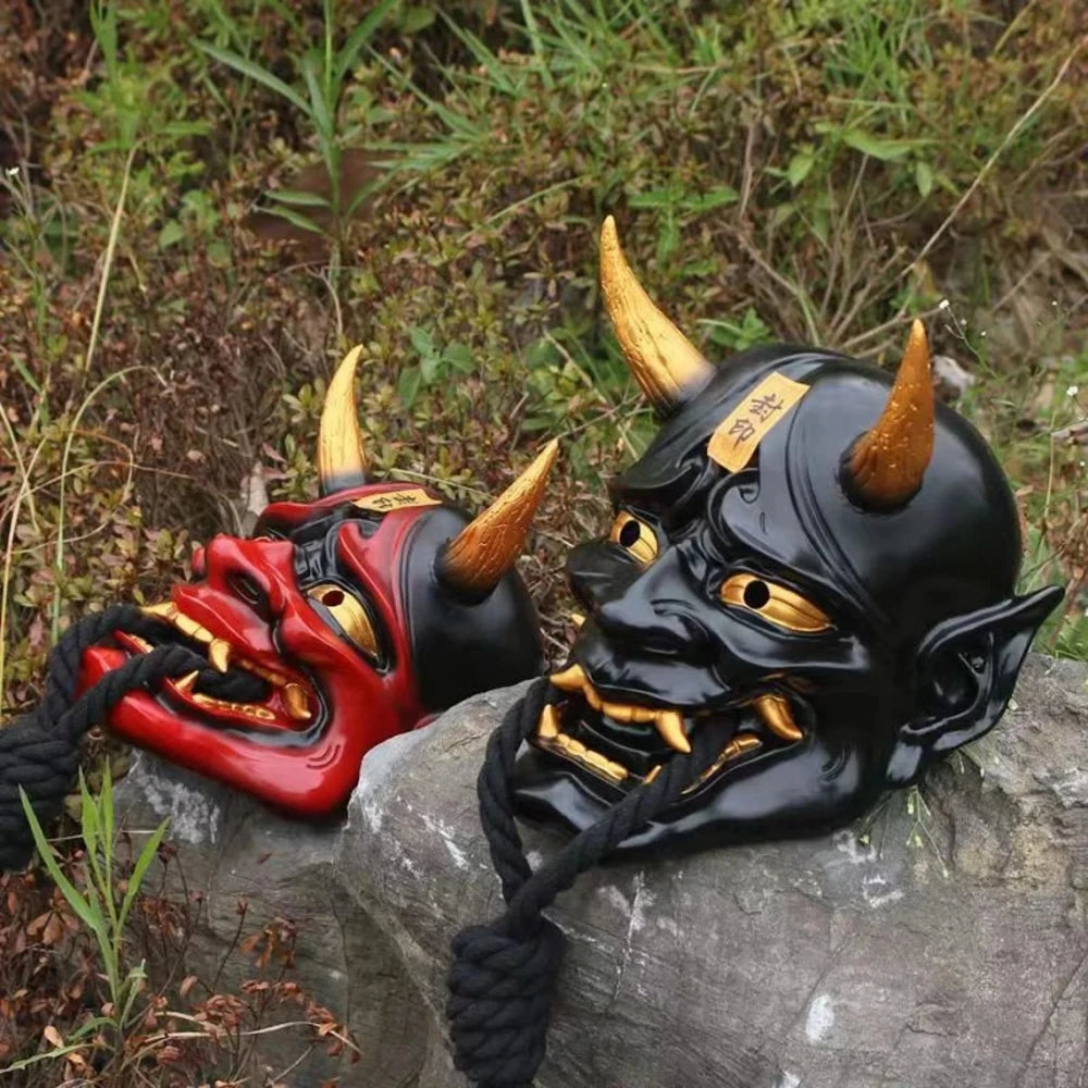 Masque Hannya en Résine pour Cosplay et Halloween – Démons Traditionnels avec Finition Brillante