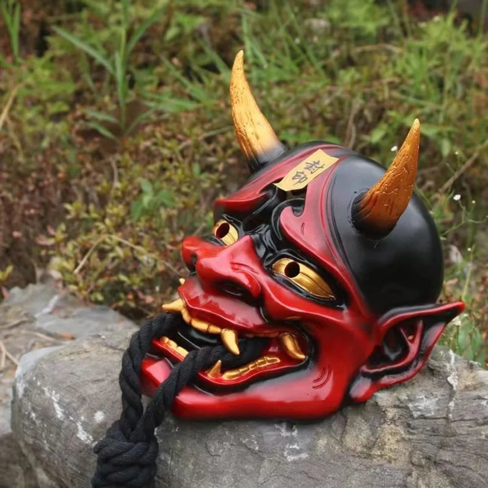 Masque Hannya en Résine pour Cosplay et Halloween – Démons Traditionnels avec Finition Brillante