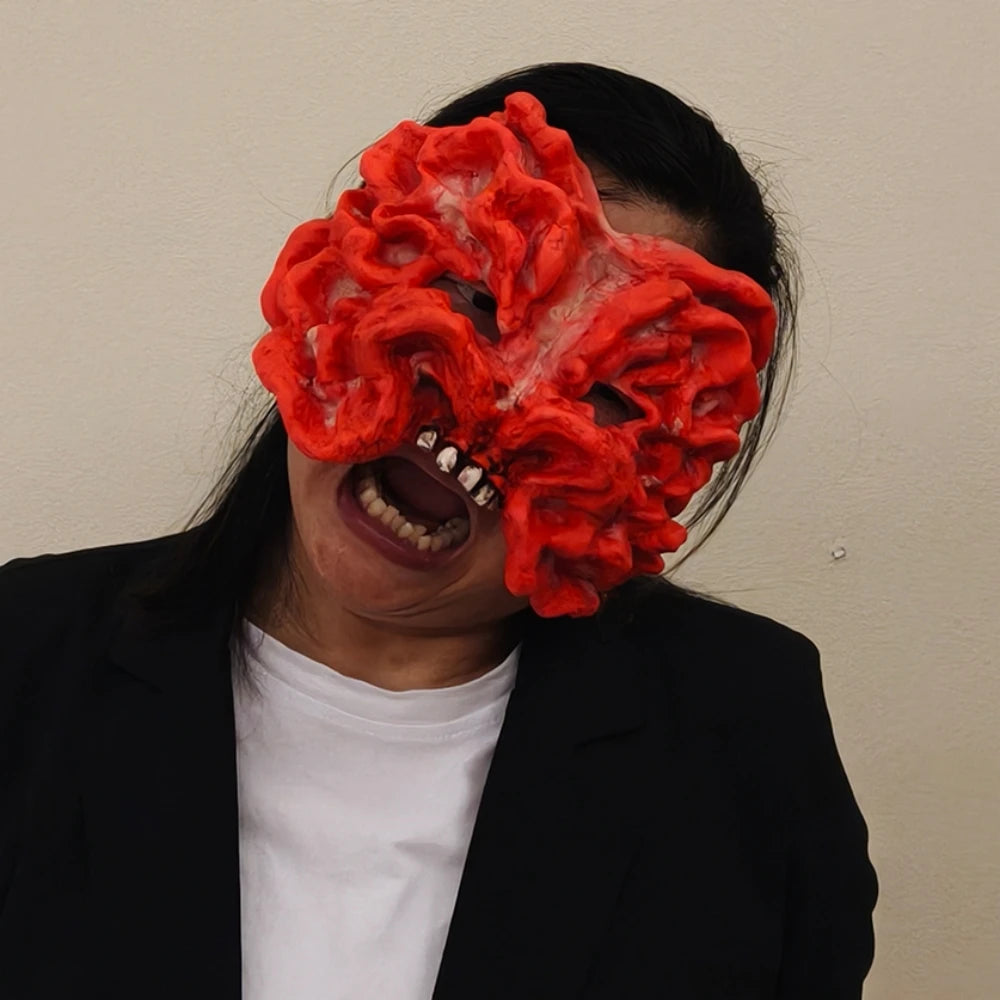 Masque Zombie Demi-Face en Caoutchouc pour Cosplay et Halloween – Accessoire Unisexe Fongique