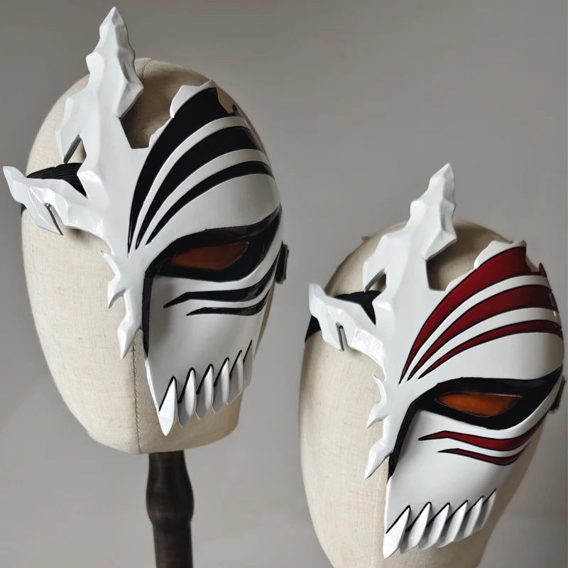 Masque à Demi-Face Ichigo Kurosaki Hollow en Acrylique – Cosplay et Halloween avec Détails Authentiques et Lentilles Ambrées