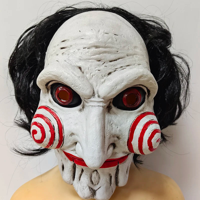 Masque d'Halloween en Latex Plein Visage - Effet Horrifique Style Saw pour Adultes