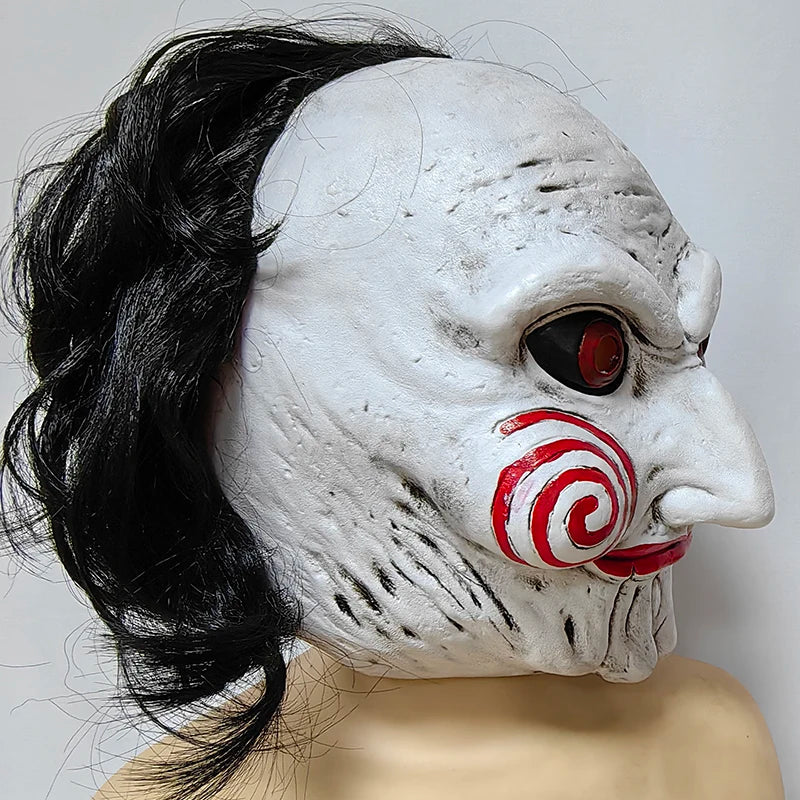 Masque d'Halloween en Latex Plein Visage - Effet Horrifique Style Saw pour Adultes