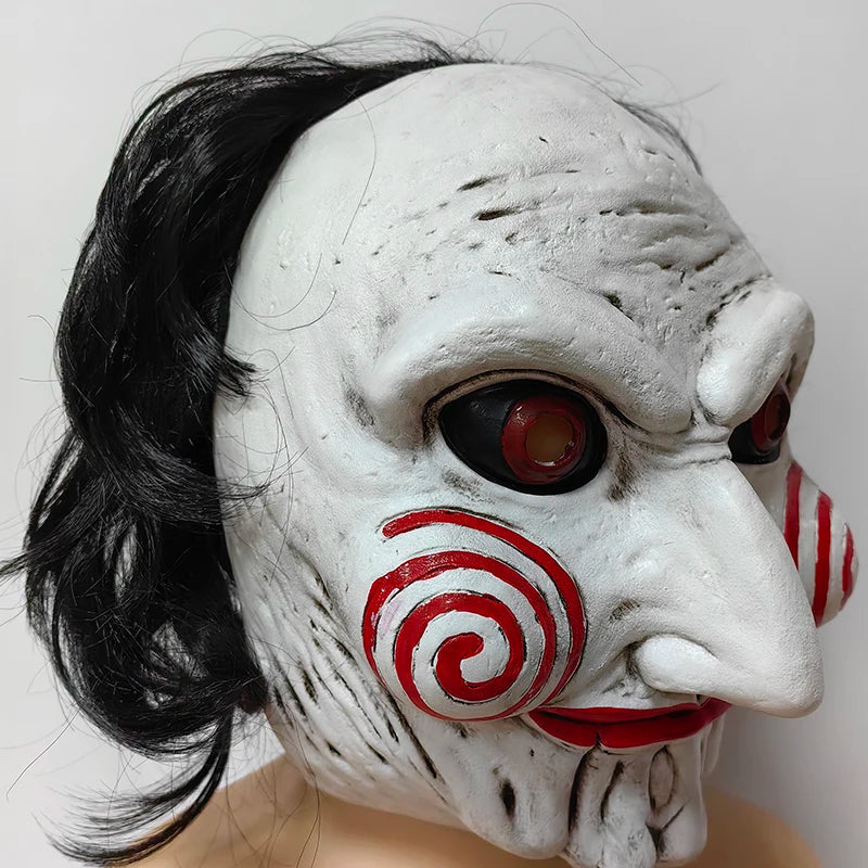 Masque d'Halloween en Latex Plein Visage - Effet Horrifique Style Saw pour Adultes