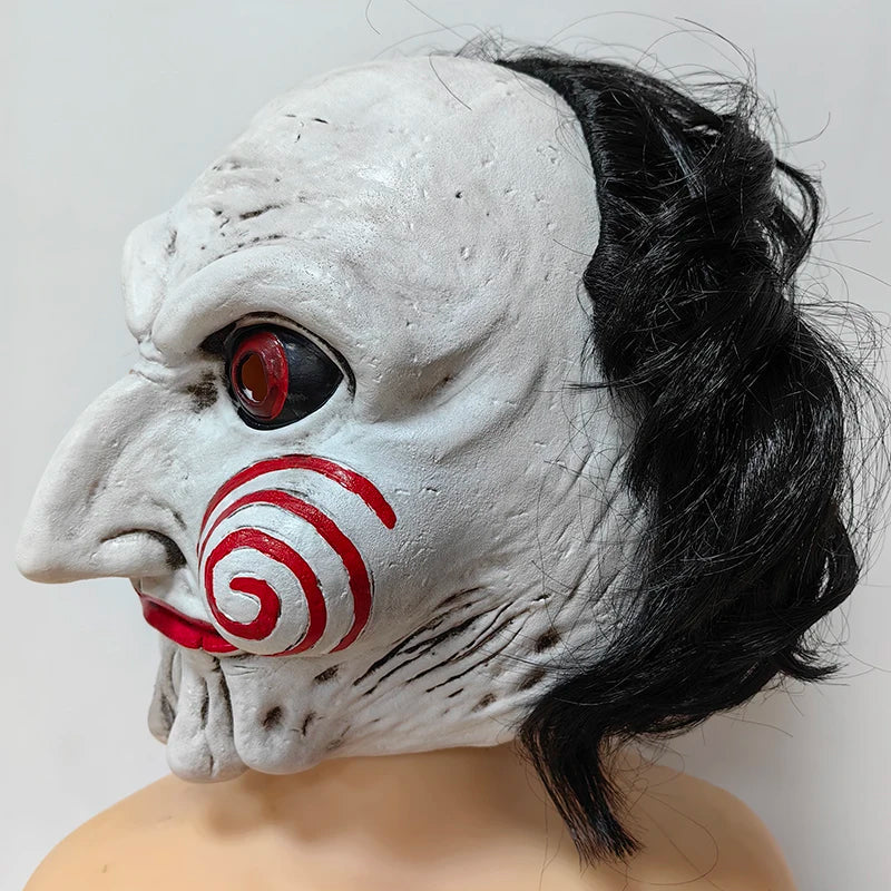 Masque d'Halloween en Latex Plein Visage - Effet Horrifique Style Saw pour Adultes
