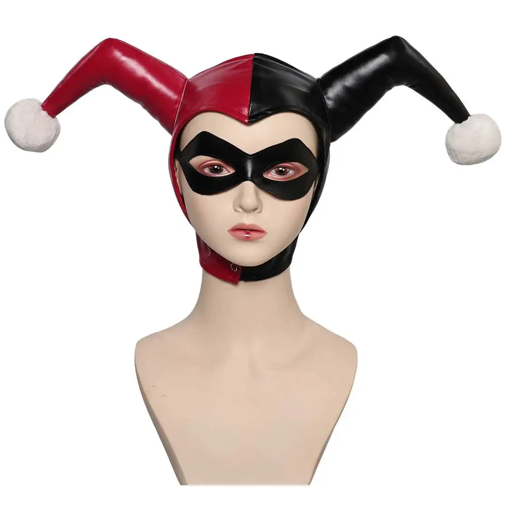 Masque de Bouffon en Faux Cuir avec Chapeau Jester pour Cosplay et Halloween