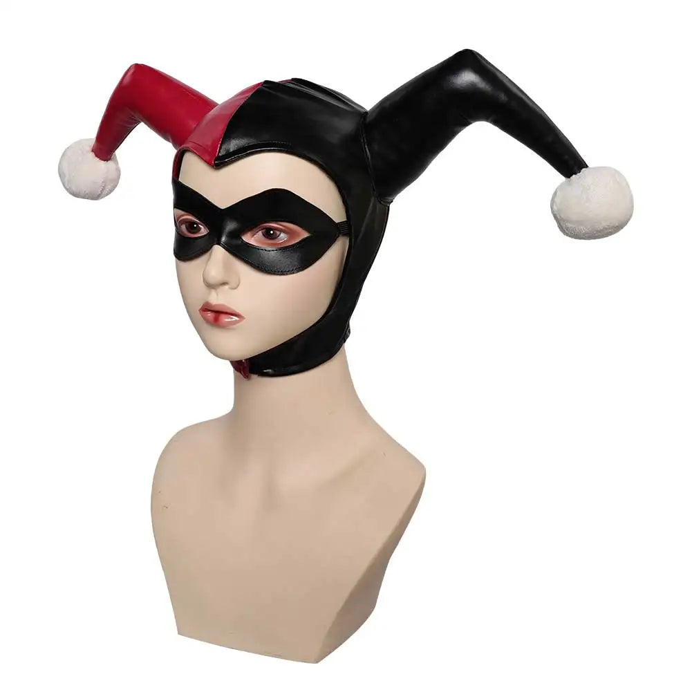 Masque de Bouffon en Faux Cuir avec Chapeau Jester pour Cosplay et Halloween