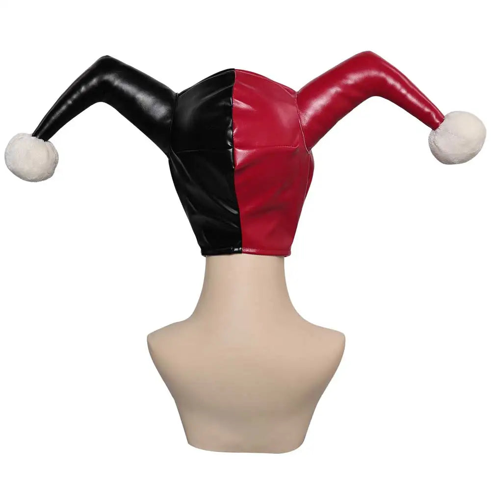 Masque de Bouffon en Faux Cuir avec Chapeau Jester pour Cosplay et Halloween
