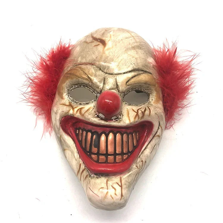 Masque de Clown Rétro Horrifique pour Halloween – Masque Unisexe avec Détails Distressés