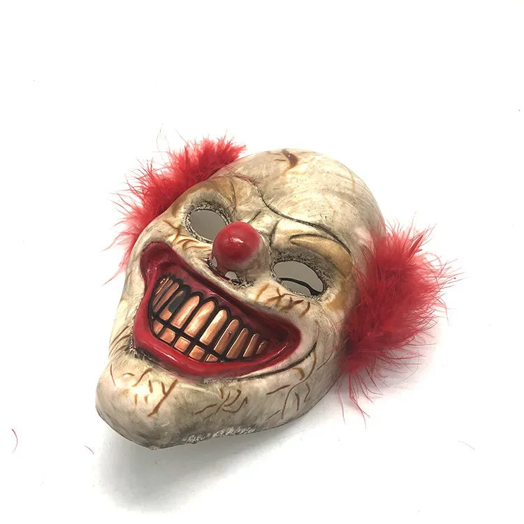 Masque de Clown Rétro Horrifique pour Halloween – Masque Unisexe avec Détails Distressés